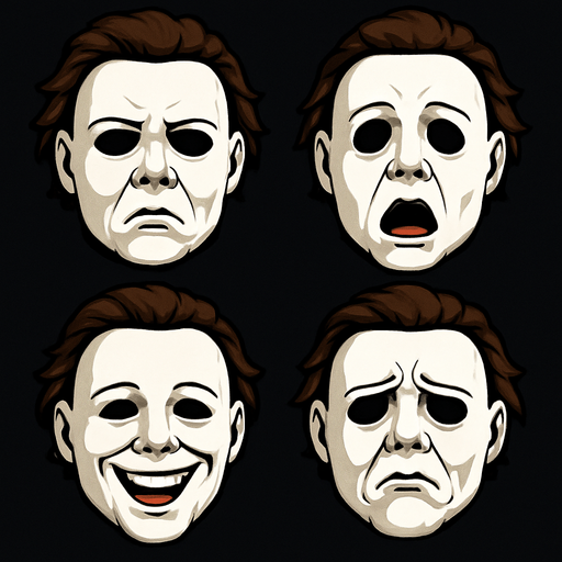 3D Scary but funny face meme Michael Myers halloween. different faces look. only face
In-Game asset.  3D.  High contrast.  No shadows. only face