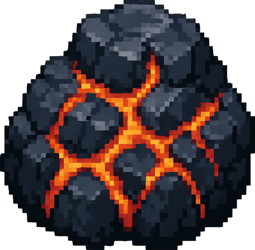 roca magma.
In-Game asset.  2d.  High contrast.  No shadows. pixelart