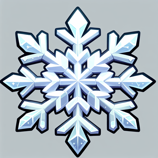 снежинка. мультяшная.
Single Game Texture.  In-Game asset.  2d.  Blank background.  High contrast.  No shadows