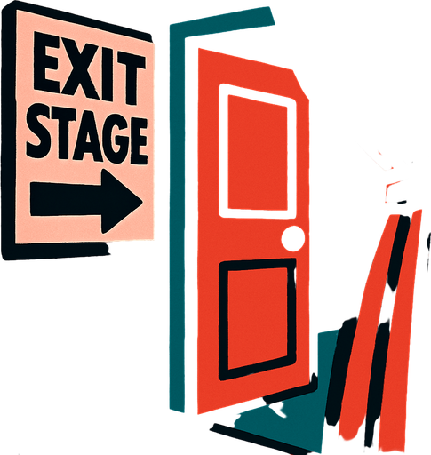 Sahne çıkışı.
In-Game asset.  2d.  High contrast.  No shadows