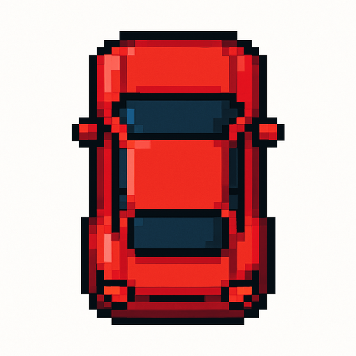 Draw 2d pixel car top view Red.
In-Game asset.  2d.  High contrast.  No shadows