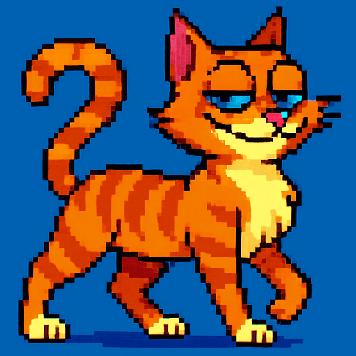 puedes cambiar la posicion de las patas, es decir las que estan atras pasan adelante y viceversa, con el mismo estilo pixel art de la foto original y fondo azul