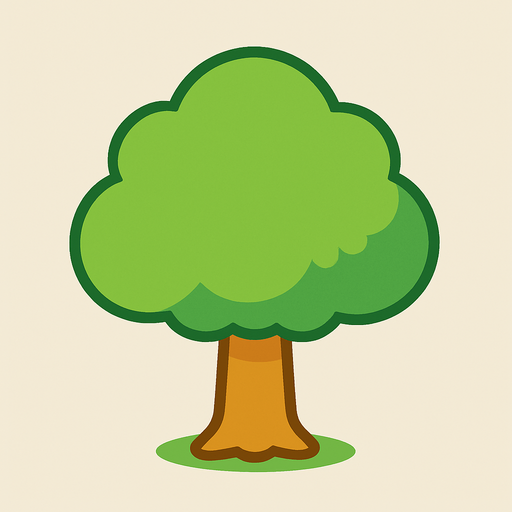 a single simple kawaii tree without outlines and no face, for a non-distracting game background.
In-Game asset.  2d.  High contrast.  No shadows