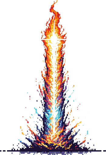 pixelart asset pillar of fire.
White background, high contrast, shadowless.