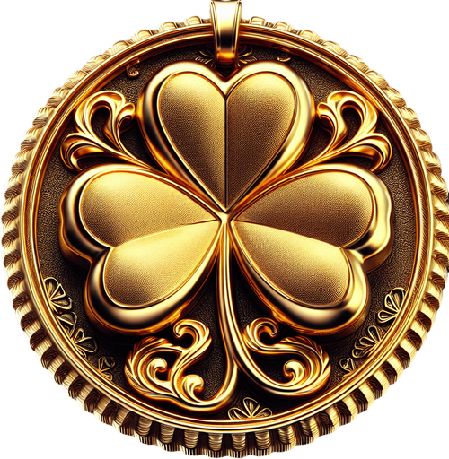 Golden shamrock pendant.
High contrast