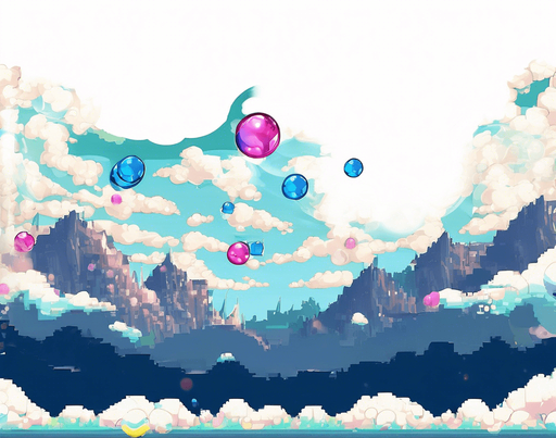 Add colourful bubbles and dragons from the Bubble Booble game of the arcade of the 80s