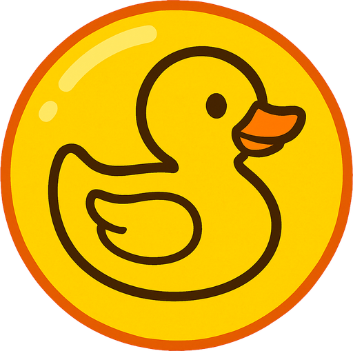 A bright yellow bubble with a playful duck illustration inside, flat 2D design, kids puzzle game style.
In-Game asset.  2d.  High contrast.  No shadows