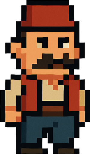 Create a pixel art turkish character.
In-Game asset.  2d.  High contrast.  No shadows