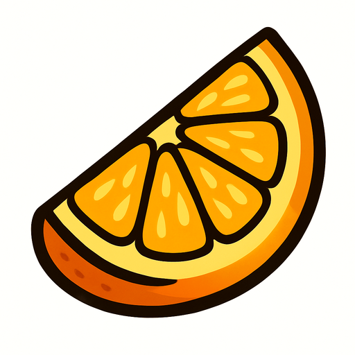 Trozo de naranja fruta.
In-Game asset.  2d.  High contrast.  No shadows