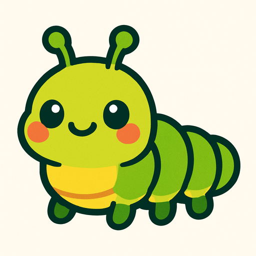 minik sevimli bir tırtıl.
In-Game asset.  2d.  High contrast.  No shadows