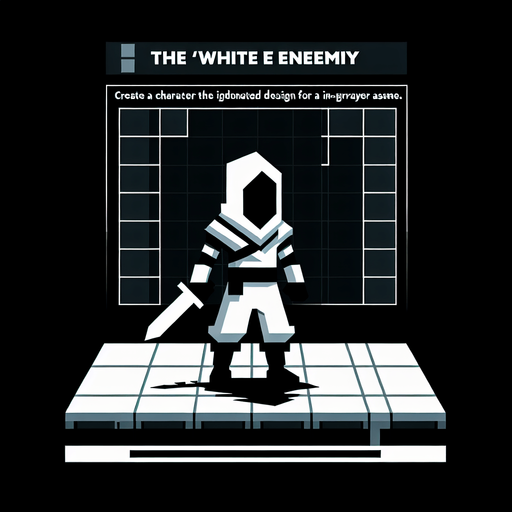 White enemy.
Single Game Texture. In-Game asset. 2d. Blank background. High contrast. No shadows.