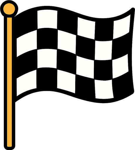 Imagen de bandera de carrera.
In-Game asset.  2d.  High contrast.  No shadows