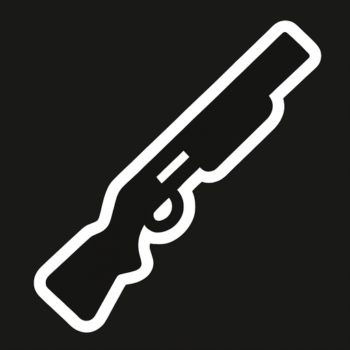 black shotgun icon with white stroke.
In-Game asset.  2d.  High contrast.  No shadows