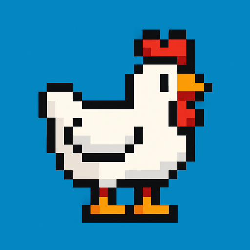 Tavuk pixel.
In-Game asset.  2d.  High contrast.  No shadows