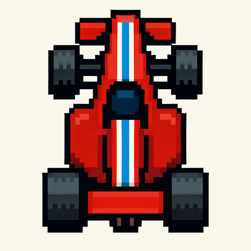 Vertical pixel racing car..
In-Game asset.  2d.  High contrast.  No shadows