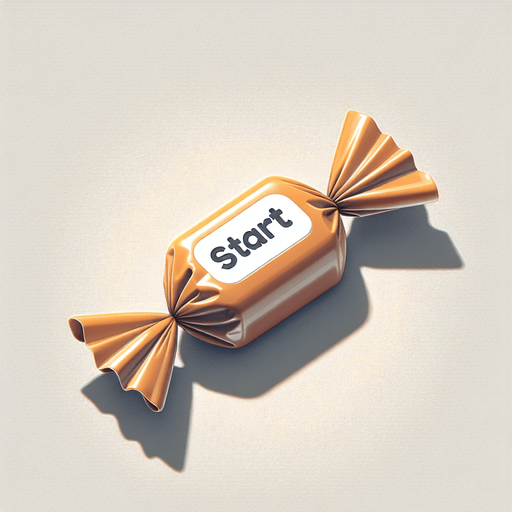 caramella con scritta start.
Single Game Texture. In-Game asset. 2d. Blank background. High contrast. No shadows.