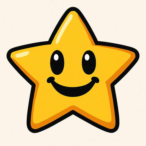 cartoonish star.
In-Game asset.  2d.  High contrast.  No shadows