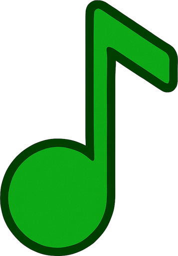 2D yesil renkte golgesiz re notasini yap.
In-Game asset.  2d.  High contrast.  No shadows