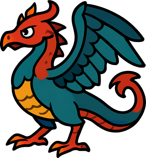 2d bird dragon.
In-Game asset.  2d.  High contrast.  No shadows