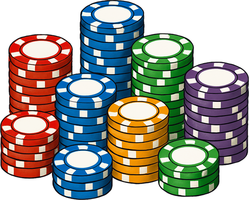 A couple different sized stacks of these chips beside each other.