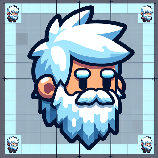 Froozen beard, cartoon, sideview Single Game Texture. In-Game asset. 2d. Blank background. High contrast. No shadows.