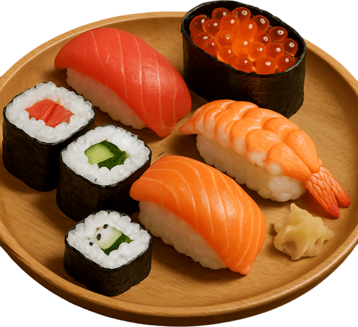 Tabakta Sushi - Gerçekçi - Yazısız.
In-Game asset.  2d.  High contrast.  No shadows