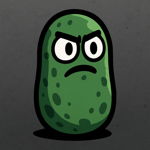 2d pickle like brotato character with no legs and no arms.
In-Game asset.  2d.  High contrast. brotato