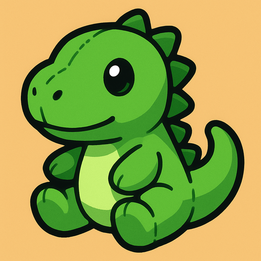Green dino plushie.
In-Game asset.  2d.  High contrast.  No shadows