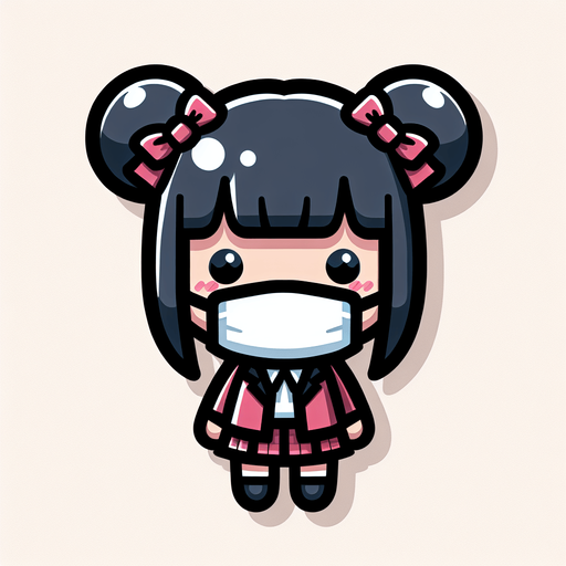 kawaii harajuku customer, mask, 
Single Game Texture. In-Game asset. 2d. Blank background. High contrast. No shadows.