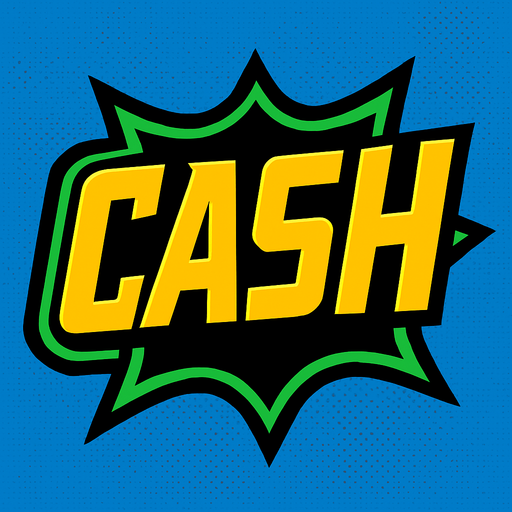 Display icon that says cash sci fi comic style font.
In-Game asset.  2d.  High contrast.  No shadows
