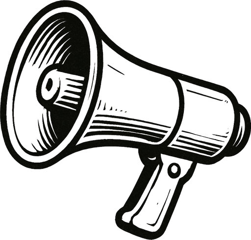 Beyaz bir megafon görseli oluştur . Retro temada olsun !.
In-Game asset.  2d.  High contrast.  No shadows