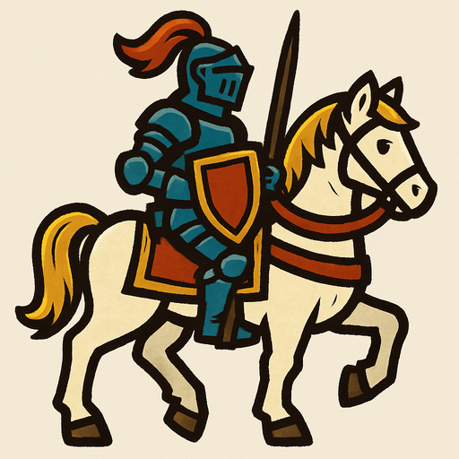 knight with horse.
In-Game asset.  2d.  High contrast.  No shadows