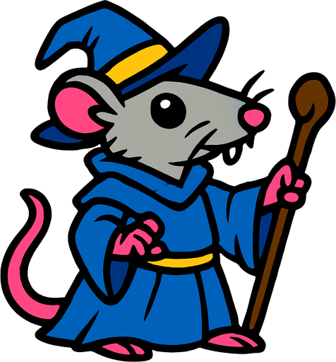 wizard rat.
In-Game asset.  2d.  High contrast.  No shadows