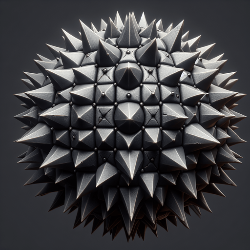 Una bola de pinchos.
Single Game Texture.  In-Game asset.  2d.  Blank background.  High contrast.  No shadows