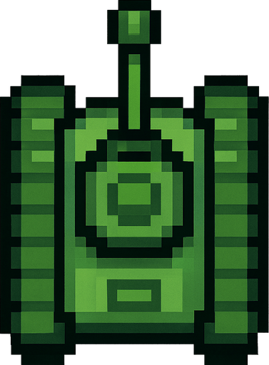green tank pixel art top down.
In-Game asset.  2d.  High contrast.  No shadows