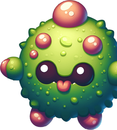 Make a little cute monster.
Single Game Texture.  In-Game asset.  2d.  Blank background.  High contrast.  No shadows