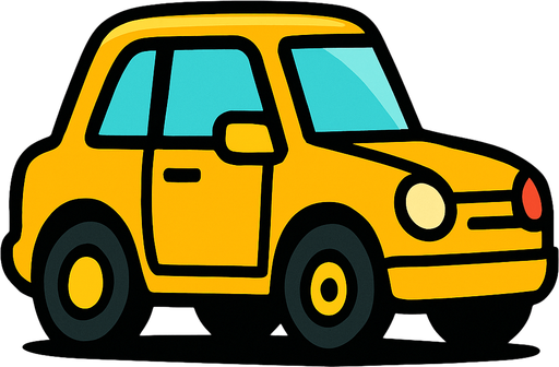 yellow car.
In-Game asset.  2d.  High contrast.  No shadows