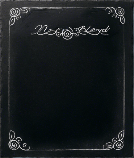 Text "NOVICE BLEND" in chalk, handwritten, small