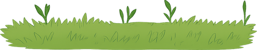Grassy garden. No background. Transparent background. Blank background. No shadows. 2d. In-Game asset. flat