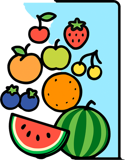 Watermelon game image.
In-Game asset.  2d.  High contrast.  No shadows