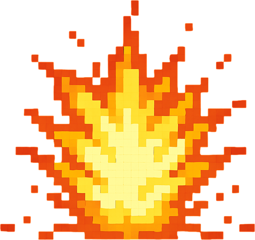 2d pixel art explosion.
In-Game asset.  2d.  High contrast.  No shadows