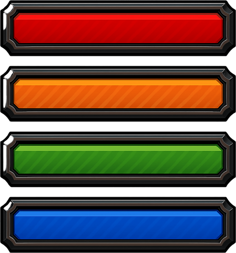 back of Health bars. HD colors. different colors.
In-Game asset.  2d.  High contrast.  No shadows