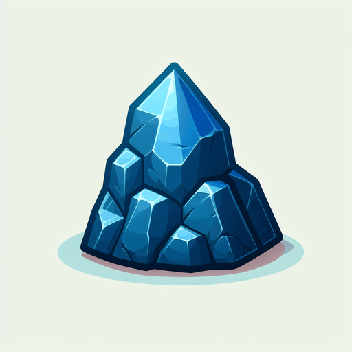 A peaked blue rock. Cartoon style..
Single Game Texture.  In-Game asset.  2d.  Blank background.  High contrast.  No shadows
