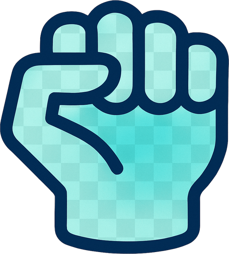 transparent fist simbol.
In-Game asset.  2d.  High contrast.  No shadows