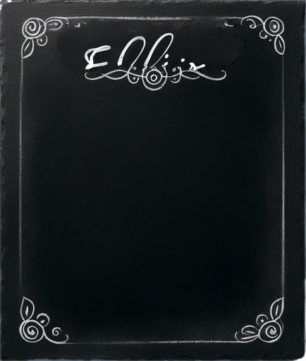 Text "ELIXIR" handwritten in chalk