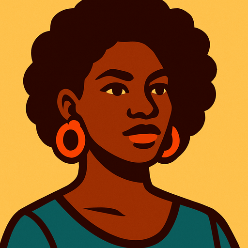 Femme de couleur.
In-Game asset.  2d.  High contrast.  No shadows