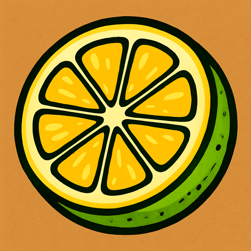 Limon Circular Cortado por la mitad.
In-Game asset.  2d.  High contrast.  No shadows. Cartoon.