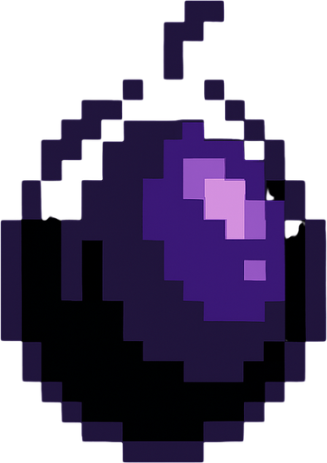 purple black mysterious unknown fruit seed 
8bit.
In-Game asset.  2d.  High contrast.  No shadows