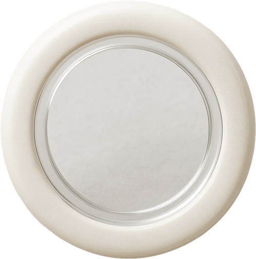 White ring with transparent middle. Front view