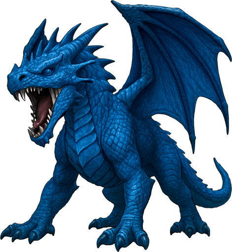 standing air dragons on four legs, looking down. HD blue color. the dragon is opened mouth like he is ready to shout. 
Single Game Texture. In-Game asset. 3D. Blank background. High contrast. No shadows.
